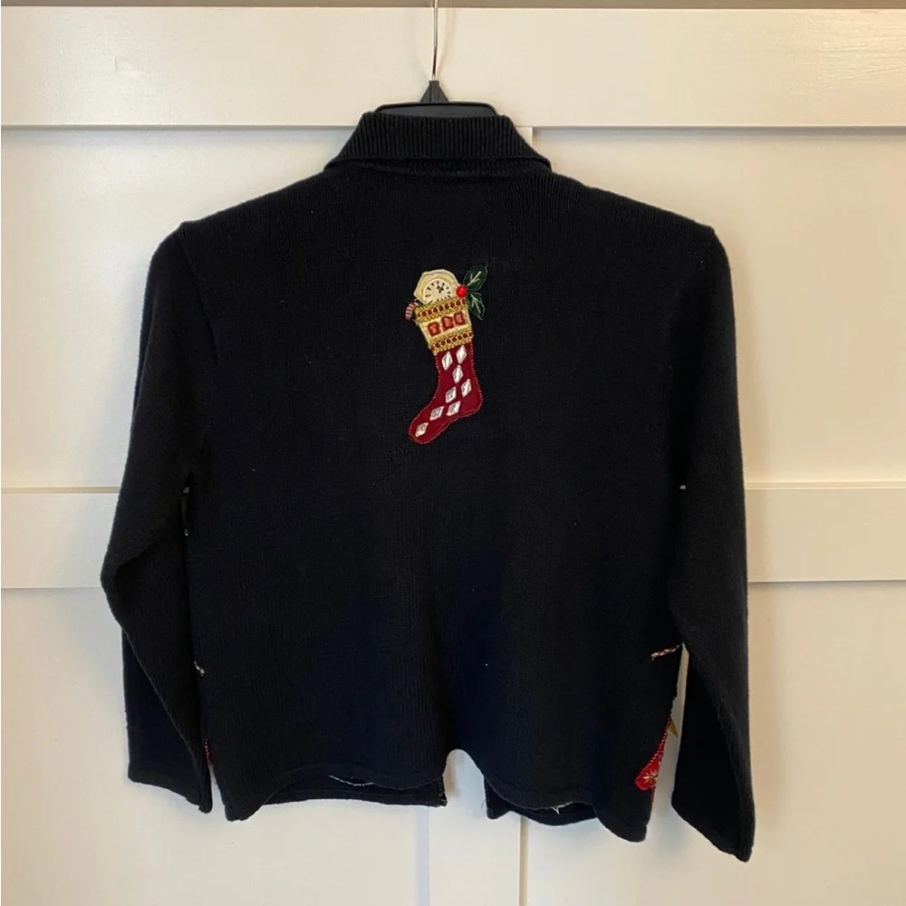 Sz PS Ugly Beautiful Christmas Cardigan Sweater‎ Embroidery Beaded